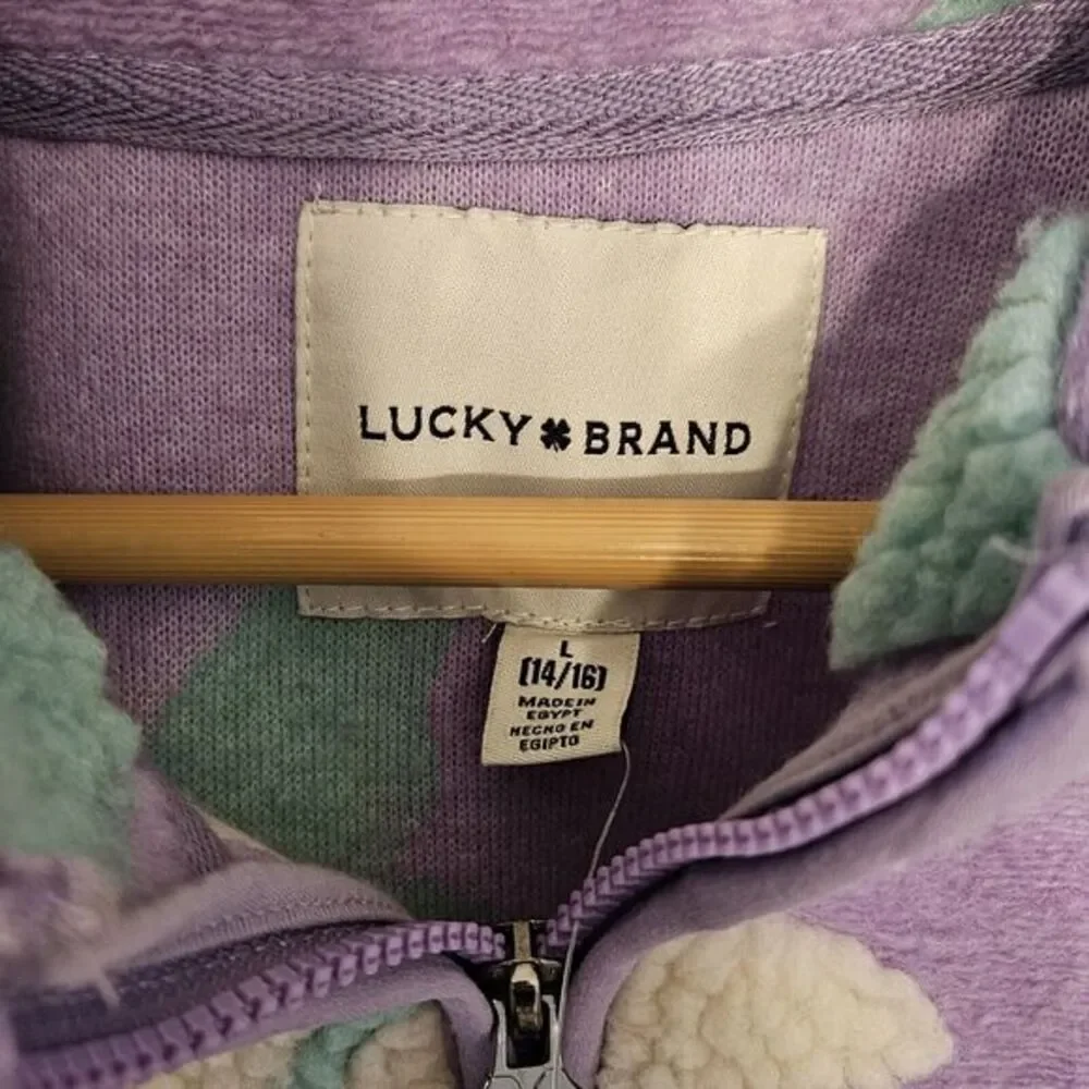 Lucky Brand Youth Shearling Full Zip Top/ Girls Size L 14/16/Purple Pastel Lilac